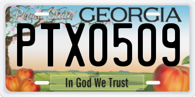GA license plate PTX0509