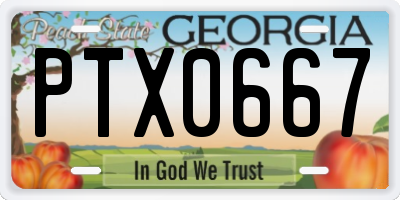 GA license plate PTX0667