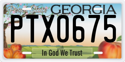 GA license plate PTX0675