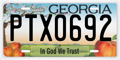 GA license plate PTX0692