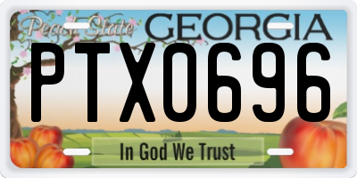GA license plate PTX0696