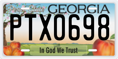 GA license plate PTX0698