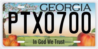 GA license plate PTX0700