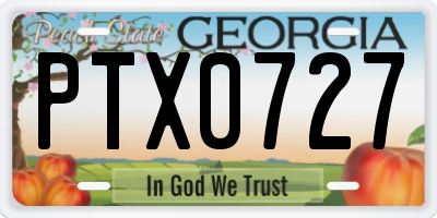 GA license plate PTX0727