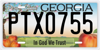 GA license plate PTX0755