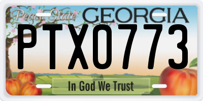 GA license plate PTX0773