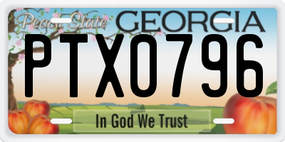 GA license plate PTX0796