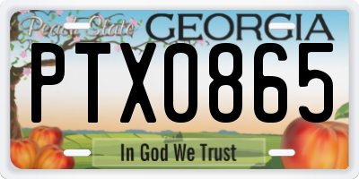 GA license plate PTX0865