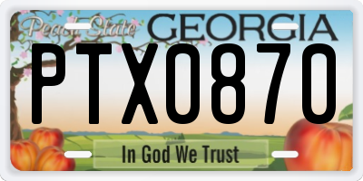 GA license plate PTX0870