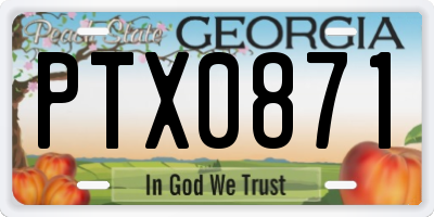 GA license plate PTX0871