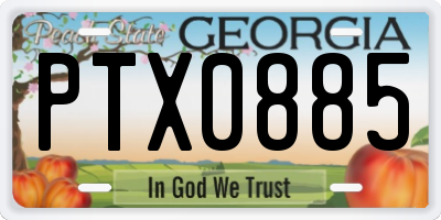 GA license plate PTX0885