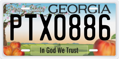 GA license plate PTX0886