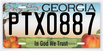GA license plate PTX0887