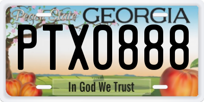 GA license plate PTX0888