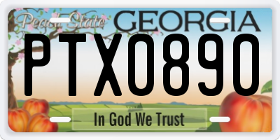 GA license plate PTX0890