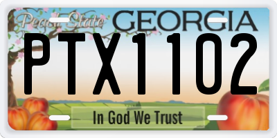 GA license plate PTX1102
