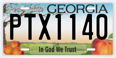 GA license plate PTX1140