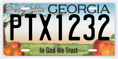 GA license plate PTX1232