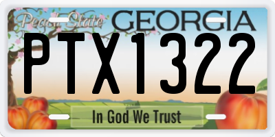 GA license plate PTX1322