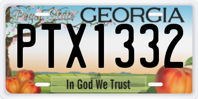 GA license plate PTX1332