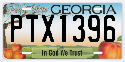 GA license plate PTX1396