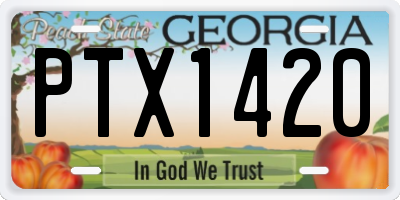 GA license plate PTX1420