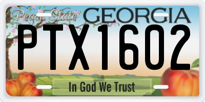 GA license plate PTX1602