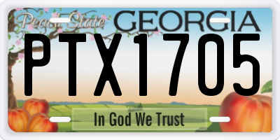 GA license plate PTX1705