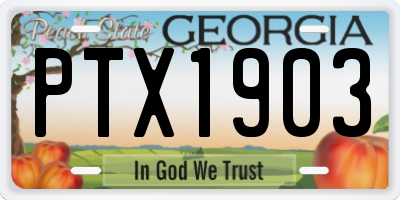 GA license plate PTX1903