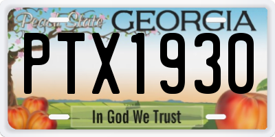 GA license plate PTX1930