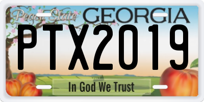 GA license plate PTX2019