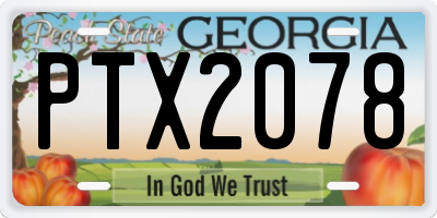 GA license plate PTX2078
