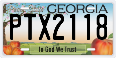 GA license plate PTX2118