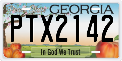 GA license plate PTX2142
