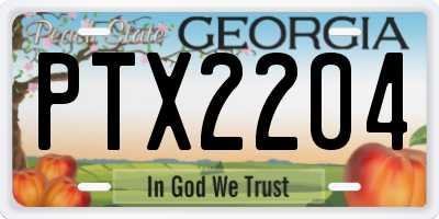 GA license plate PTX2204