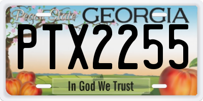 GA license plate PTX2255