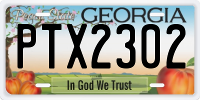 GA license plate PTX2302