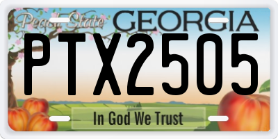 GA license plate PTX2505