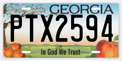 GA license plate PTX2594