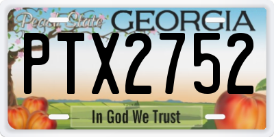 GA license plate PTX2752