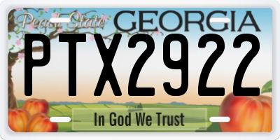 GA license plate PTX2922