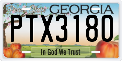 GA license plate PTX3180