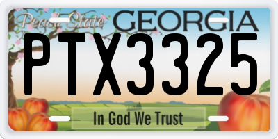 GA license plate PTX3325