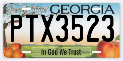 GA license plate PTX3523