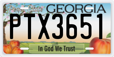 GA license plate PTX3651