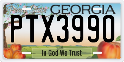 GA license plate PTX3990