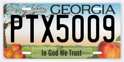 GA license plate PTX5009