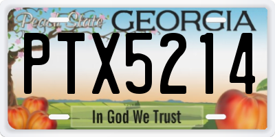GA license plate PTX5214