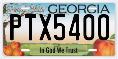 GA license plate PTX5400