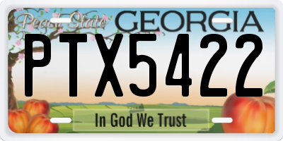 GA license plate PTX5422